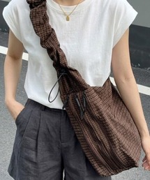 Teem Store（チームストア）の「【新色追加！】【大容量／A4対応◎／PC収納◎】【ユニセックス】斜めがけチェック柄サイドポケットシャーリングビッグショルダーバッグ トラベルバッグ（ショルダーバッグ）」