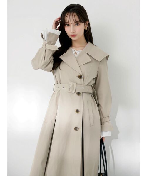 dazzlin(ダズリン)の「ビッグカラーフリルスリーブトレンチコート(トレンチコート・レディース・ピンク/ベージュ・FREE)」の6枚目の写真