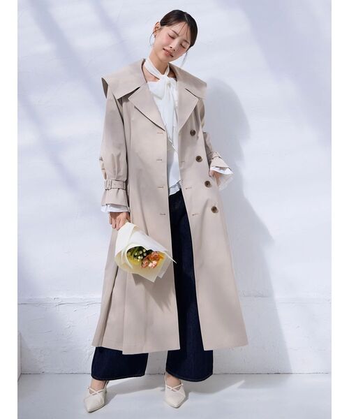 dazzlin(ダズリン)の「ビッグカラーフリルスリーブトレンチコート(トレンチコート・レディース・ピンク/ベージュ・FREE)」の7枚目の写真