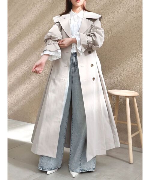 dazzlin(ダズリン)の「ビッグカラーフリルスリーブトレンチコート(トレンチコート・レディース・ピンク/ベージュ・FREE)」の17枚目の写真