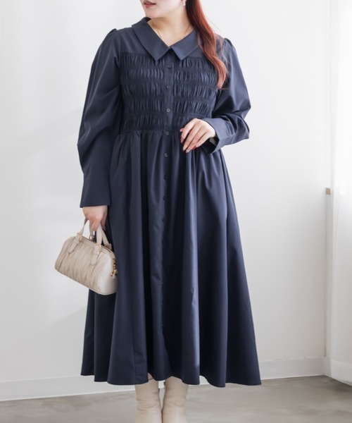 CLETTE(クレット)の「CLETTEオリジナルシャーリングシャツワンピース(ワンピース・レディース・ネイビー/グレー/ブルー・4L/3L/LL)」の8枚目の写真