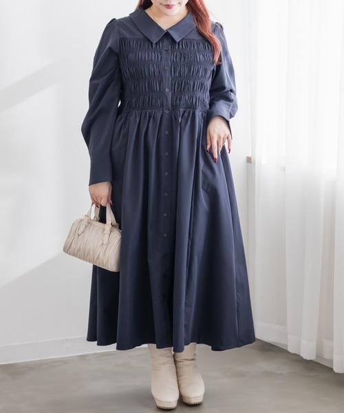 CLETTE(クレット)の「CLETTEオリジナルシャーリングシャツワンピース(ワンピース・レディース・ネイビー/グレー/ブルー・4L/3L/LL)」の9枚目の写真