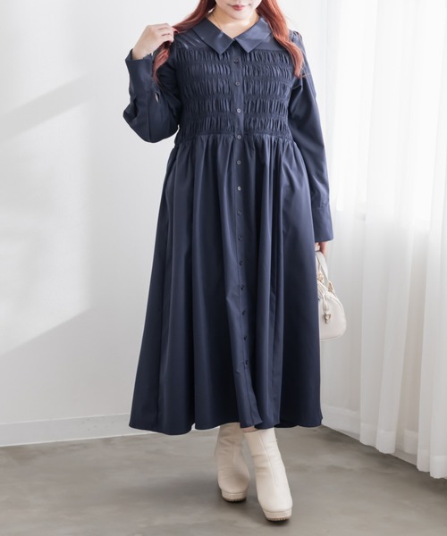 CLETTE(クレット)の「CLETTEオリジナルシャーリングシャツワンピース(ワンピース・レディース・ネイビー/グレー/ブルー・4L/3L/LL)」の10枚目の写真