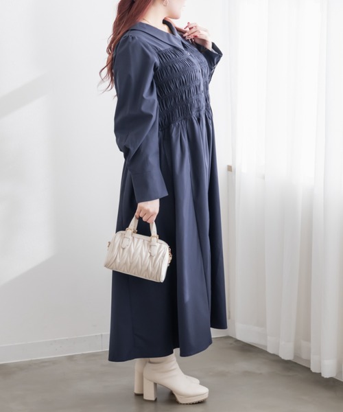 CLETTE(クレット)の「CLETTEオリジナルシャーリングシャツワンピース(ワンピース・レディース・ネイビー/グレー/ブルー・4L/3L/LL)」の11枚目の写真