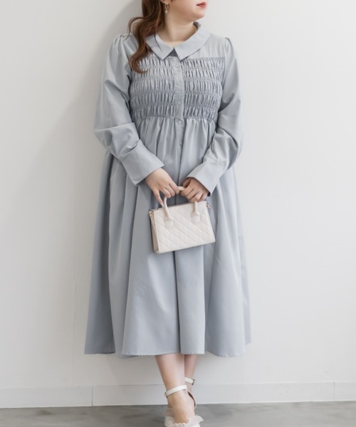 CLETTE(クレット)の「CLETTEオリジナルシャーリングシャツワンピース(ワンピース・レディース・ネイビー/グレー/ブルー・4L/3L/LL)」の12枚目の写真