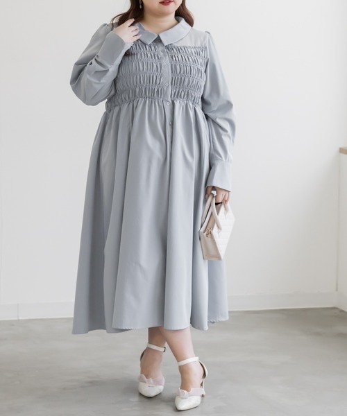 CLETTE(クレット)の「CLETTEオリジナルシャーリングシャツワンピース(ワンピース・レディース・ネイビー/グレー/ブルー・4L/3L/LL)」の13枚目の写真