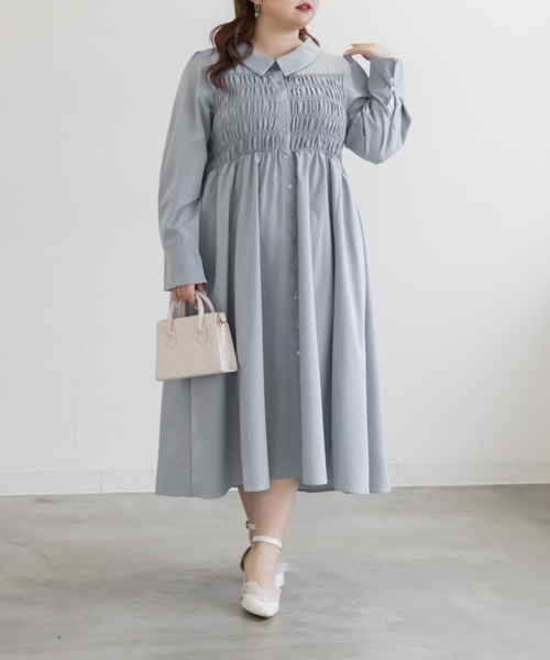 CLETTE(クレット)の「CLETTEオリジナルシャーリングシャツワンピース(ワンピース・レディース・ネイビー/グレー/ブルー・4L/3L/LL)」の14枚目の写真