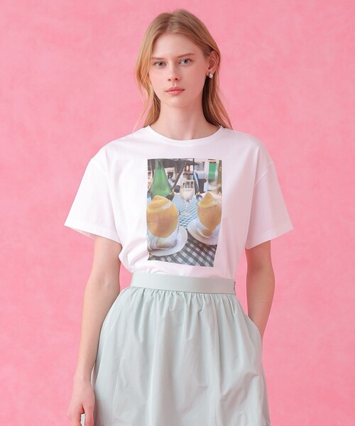 ANAYI(アナイ)の「コットン天竺フォトプリントTシャツ(Tシャツ/カットソー・レディース・クリーム/ホワイト/ライトホワイト・36/38)」の3枚目の写真