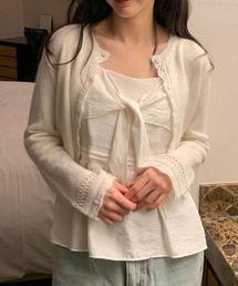 leune（ルネ）の「スカラップヘアリーニットショートカーディガン（カーディガン/ボレロ）」