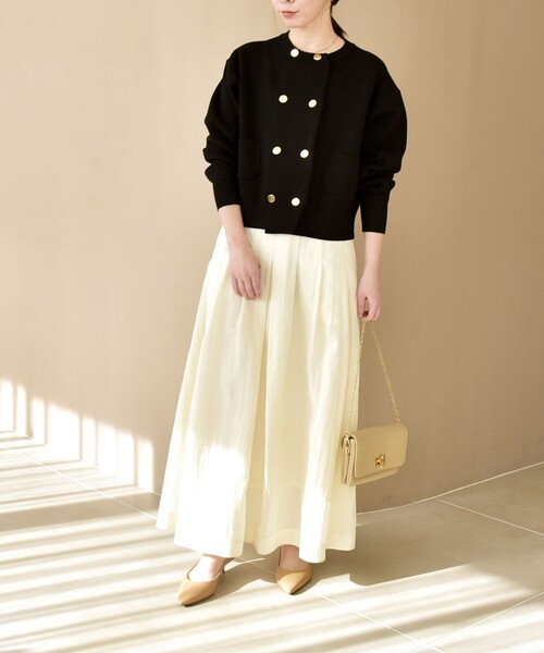 quaranciel:〈洗濯機可能〉ナイロン ステッチ タック フレア スカート