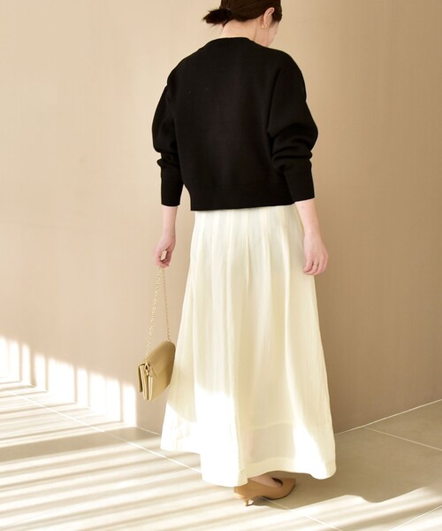 quaranciel:〈洗濯機可能〉ナイロン ステッチ タック フレア スカート