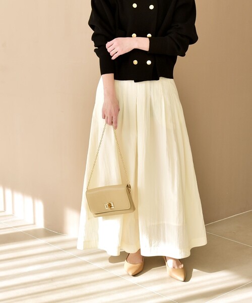 quaranciel:〈洗濯機可能〉ナイロン ステッチ タック フレア スカート