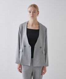 cloenc（クロエンス）の「【セットアップ／接触冷感／マシンウォッシュ】リネンライクノーカラージャケット（ノーカラージャケット）」