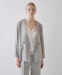 cloenc（クロエンス）の「【セットアップ／接触冷感／マシンウォッシュ】リネンライクノーカラージャケット（ノーカラージャケット）」