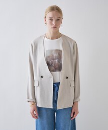 cloenc（クロエンス）の「【セットアップ／接触冷感／マシンウォッシュ】リネンライクノーカラージャケット（ノーカラージャケット）」