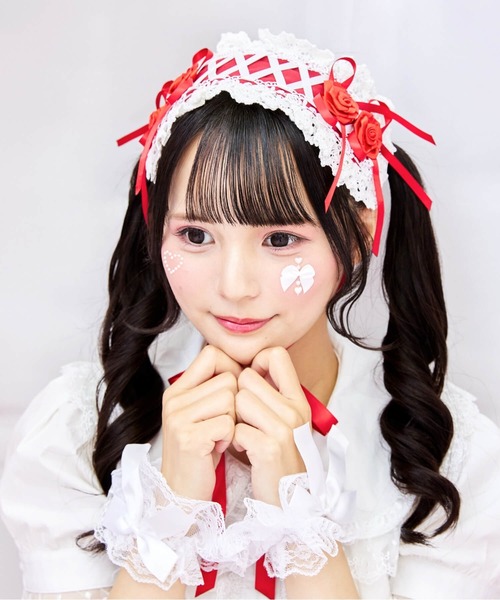 BODYLINE(ボディライン)の「レースアップ2連薔薇ヘッドドレス(その他ヘアアクセサリー・レディース・ブラック×ホワイト/ピンク/レッド/オフホワイト/ブラック/サックスブルー・FREE)」の6枚目の写真