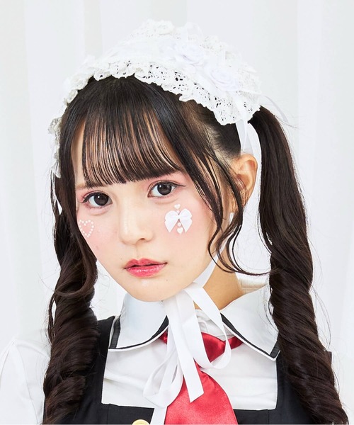 BODYLINE(ボディライン)の「レースアップ2連薔薇ヘッドドレス(その他ヘアアクセサリー・レディース・ブラック×ホワイト/ピンク/レッド/オフホワイト/ブラック/サックスブルー・FREE)」の2枚目の写真