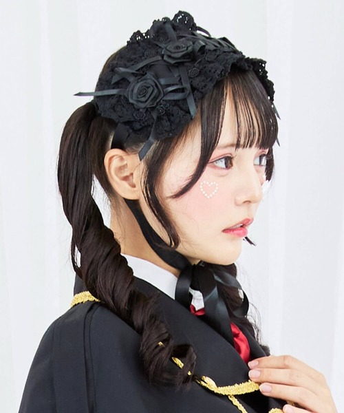 BODYLINE(ボディライン)の「レースアップ2連薔薇ヘッドドレス(その他ヘアアクセサリー・レディース・ブラック×ホワイト/ピンク/レッド/オフホワイト/ブラック/サックスブルー・FREE)」の14枚目の写真