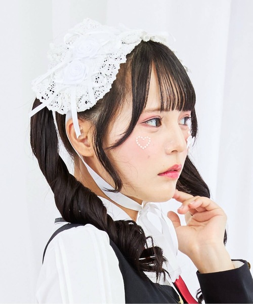 BODYLINE(ボディライン)の「レースアップ2連薔薇ヘッドドレス(その他ヘアアクセサリー・レディース・ブラック×ホワイト/ピンク/レッド/オフホワイト/ブラック/サックスブルー・FREE)」の11枚目の写真