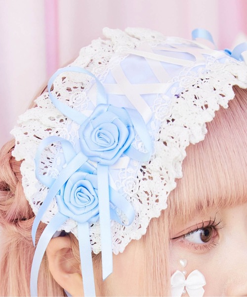 BODYLINE(ボディライン)の「レースアップ2連薔薇ヘッドドレス(その他ヘアアクセサリー・レディース・ブラック×ホワイト/ピンク/レッド/オフホワイト/ブラック/サックスブルー・FREE)」の18枚目の写真