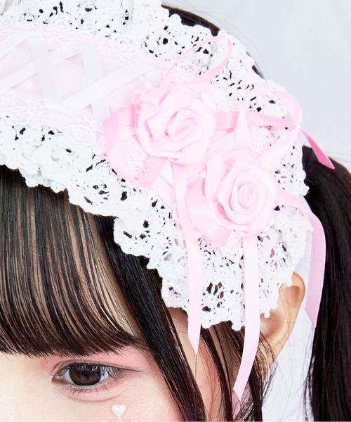 BODYLINE(ボディライン)の「レースアップ2連薔薇ヘッドドレス(その他ヘアアクセサリー・レディース・ブラック×ホワイト/ピンク/レッド/オフホワイト/ブラック/サックスブルー・FREE)」の21枚目の写真