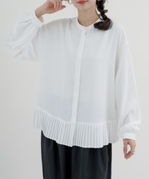 refinedworks | 【refinedworks】裾プリーツ が印象的な バンドカラーブラウス！(シャツ/ブラウス)