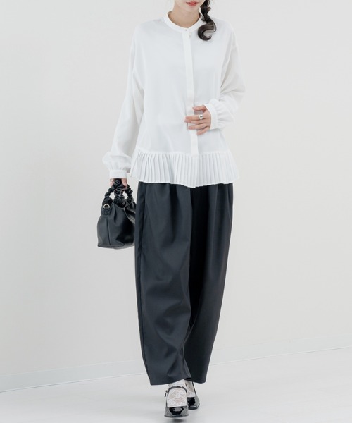 refinedworks（リファインドワークス）の「【refinedworks】裾プリーツ が印象的な バンドカラーブラウス！（シャツ/ブラウス・レディース・ホワイト/ブラック・FREE）」の11枚目の写真