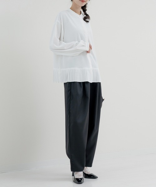 refinedworks（リファインドワークス）の「【refinedworks】裾プリーツ が印象的な バンドカラーブラウス！（シャツ/ブラウス・レディース・ホワイト/ブラック・FREE）」の14枚目の写真