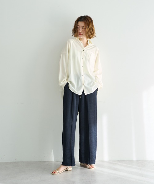 Editt by YECCA VECCA(エディットバイイェッカヴェッカ)の「ヴィンテージサテンイージーパンツ(その他パンツ・レディース・ベージュ/ネイビー/ライトグレー・FREE)」の1枚目の写真