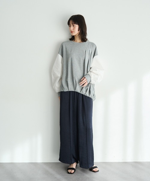 Editt by YECCA VECCA(エディットバイイェッカヴェッカ)の「ヴィンテージサテンイージーパンツ(その他パンツ・レディース・ベージュ/ネイビー/ライトグレー・FREE)」の6枚目の写真