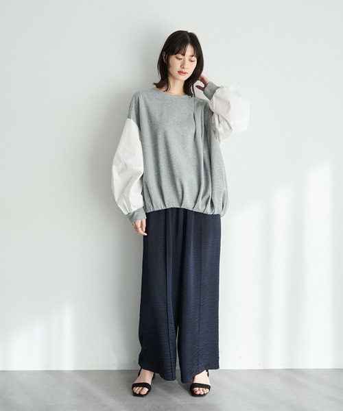 Editt by YECCA VECCA(エディットバイイェッカヴェッカ)の「ヴィンテージサテンイージーパンツ(その他パンツ・レディース・ベージュ/ネイビー/ライトグレー・FREE)」の7枚目の写真