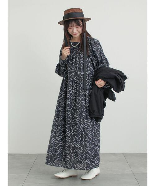 Samansa Mos2（サマンサ モスモス）の「花柄シャーリングワンピース（ワンピース・レディース・ブラック/カーキ/イエロー・M/S）」の14枚目の写真