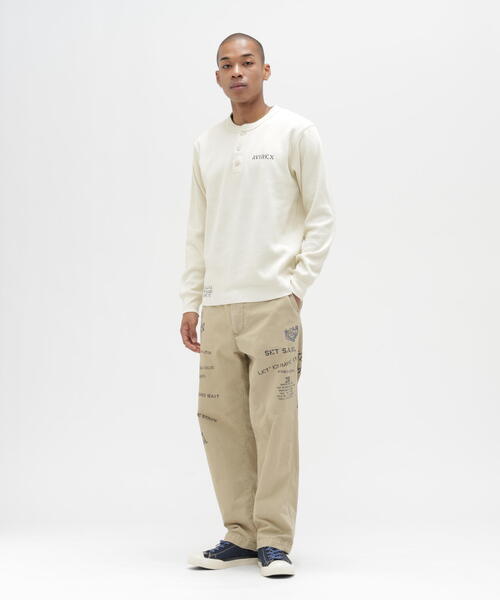 AVIREX（アヴィレックス）の「《WEB&DEPOT限定》STENCIL HONEYCOMB HENRY NECK L/S T-SHIRT/ ステンシル ハニカム ヘンリーネック 長袖Tシャツ / AVIREX / アヴィレックス（Tシャツ/カットソー・メンズ・ブラック/ホワイト系2/オリーブ系・L/2XL/XL/M）」の13枚目の写真