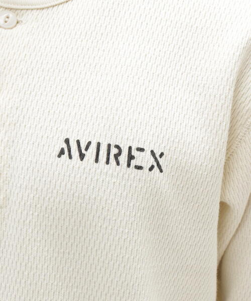 AVIREX（アヴィレックス）の「《WEB&DEPOT限定》STENCIL HONEYCOMB HENRY NECK L/S T-SHIRT/ ステンシル ハニカム ヘンリーネック 長袖Tシャツ / AVIREX / アヴィレックス（Tシャツ/カットソー・メンズ・ブラック/ホワイト系2/オリーブ系・L/2XL/XL/M）」の19枚目の写真