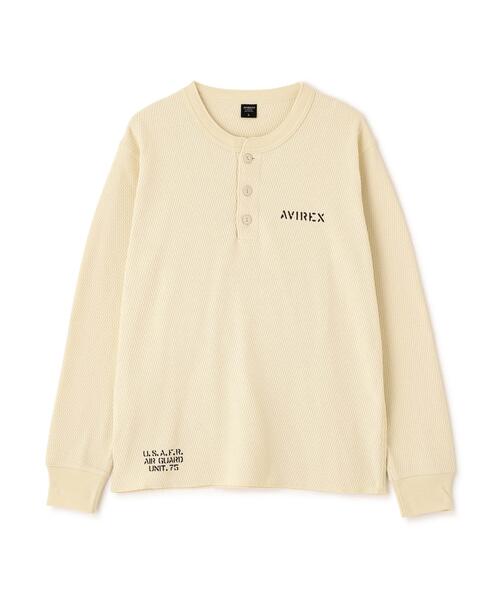 AVIREX(アヴィレックス)の「《WEB&DEPOT限定》STENCIL HONEYCOMB HENLEY NECK L/S T-SHIRT/ ステンシル ハニカム ヘンリーネック 長袖Tシャツ / AVIREX / アヴィレックス(Tシャツ/カットソー・メンズ・ブラック/ホワイト系2/オリーブ系・L/2XL/XL/M)」の20枚目の写真