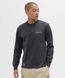 AVIREX | 《WEB&DEPOT限定》STENCIL HONEYCOMB HENRY NECK L/S T-SHIRT/ ステンシル ハニカム ヘンリーネック 長袖Tシャツ / AVIREX / アヴィレックス(Tシャツ/カットソー)