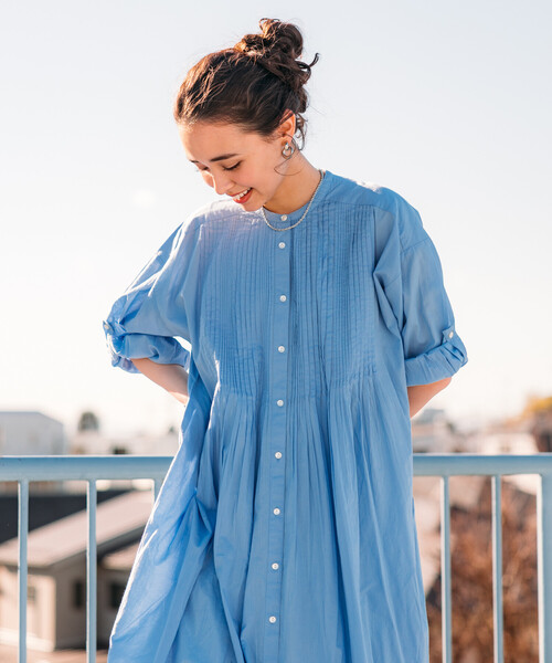 FREAK'S STORE(フリークスストア)の「インド ピンタックワンピース/マオカラーシャツワンピース(ワンピース・レディース・オフホワイト/ターコイズブルー/ラベンダー/その他1/ブラック・フリ-)」の12枚目の写真
