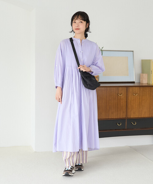 FREAK'S STORE(フリークスストア)の「インド ピンタックワンピース/マオカラーシャツワンピース(ワンピース・レディース・オフホワイト/ターコイズブルー/ラベンダー/その他1/ブラック・フリ-)」の19枚目の写真