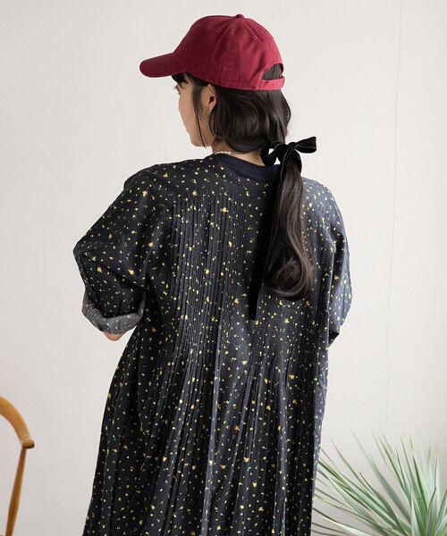FREAK'S STORE(フリークスストア)の「インド ピンタックワンピース/マオカラーシャツワンピース(ワンピース・レディース・オフホワイト/ターコイズブルー/ラベンダー/その他1/ブラック・フリ-)」の6枚目の写真
