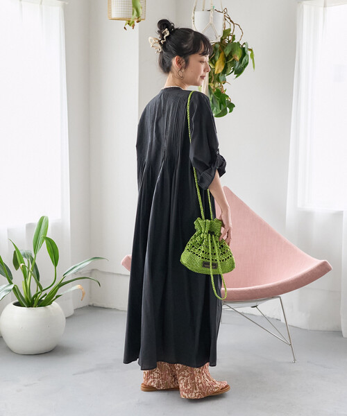 FREAK'S STORE(フリークスストア)の「インド ピンタックワンピース/マオカラーシャツワンピース(ワンピース・レディース・オフホワイト/ターコイズブルー/ラベンダー/その他1/ブラック・フリ-)」の12枚目の写真
