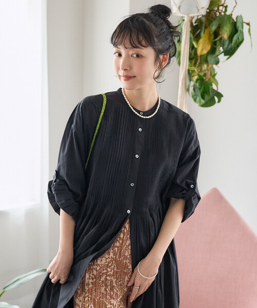 FREAK'S STORE(フリークスストア)の「インド ピンタックワンピース/マオカラーシャツワンピース(ワンピース・レディース・オフホワイト/ターコイズブルー/ラベンダー/その他1/ブラック・フリ-)」の16枚目の写真