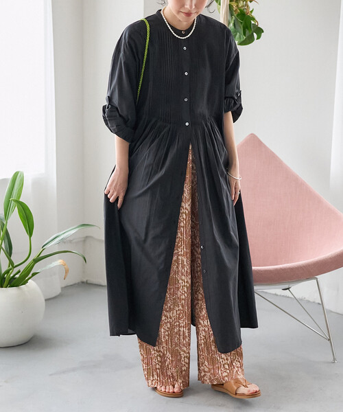 FREAK'S STORE(フリークスストア)の「インド ピンタックワンピース/マオカラーシャツワンピース(ワンピース・レディース・オフホワイト/ターコイズブルー/ラベンダー/その他1/ブラック・フリ-)」の17枚目の写真