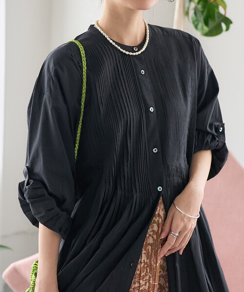 FREAK'S STORE(フリークスストア)の「インド ピンタックワンピース/マオカラーシャツワンピース(ワンピース・レディース・オフホワイト/ターコイズブルー/ラベンダー/その他1/ブラック・フリ-)」の19枚目の写真