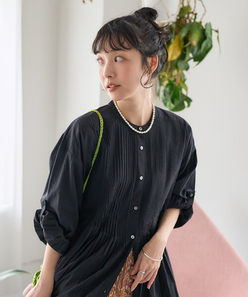 FREAK'S STORE(フリークスストア)の「インド ピンタックワンピース/マオカラーシャツワンピース(ワンピース・レディース・オフホワイト/ターコイズブルー/ラベンダー/その他1/ブラック・フリ-)」の20枚目の写真