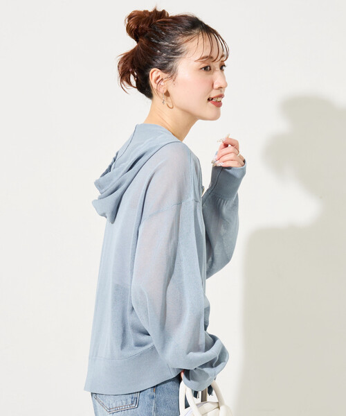 FREAK'S STORE(フリークスストア)の「限定展開 シアー ニット ダブルジップ パーカー(パーカー・レディース・ブルー/ナチュラル/ネイビー/ブラック・フリ-)」の21枚目の写真