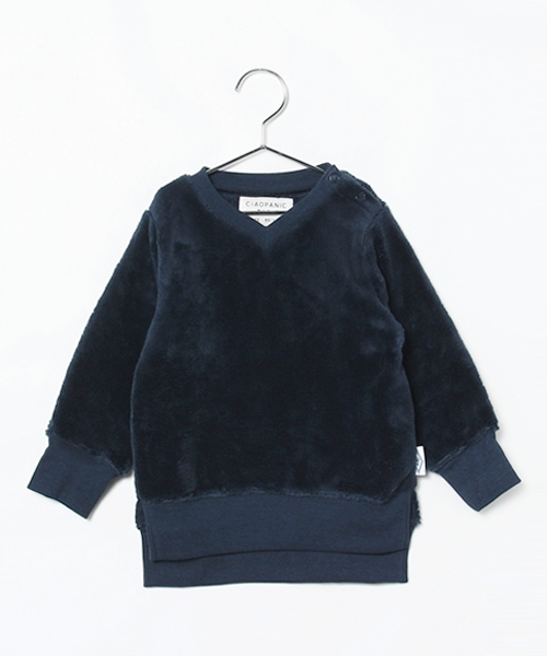 CIAOPANIC TYPY(チャオパニックティピー)の「シャギーフリースVネックプルオーバー(スウェット・キッズ・オリーブ/アイボリー/ネイビー・125/105/135/115/95)」の1枚目の写真
