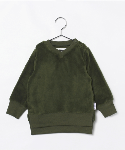 CIAOPANIC TYPY(チャオパニックティピー)の「シャギーフリースVネックプルオーバー(スウェット・キッズ・オリーブ/アイボリー/ネイビー・125/105/135/115/95)」の3枚目の写真