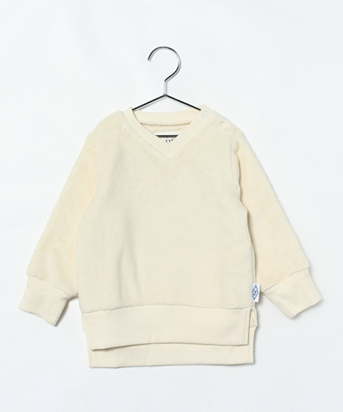 CIAOPANIC TYPY(チャオパニックティピー)の「シャギーフリースVネックプルオーバー(スウェット・キッズ・オリーブ/アイボリー/ネイビー・125/105/135/115/95)」の2枚目の写真
