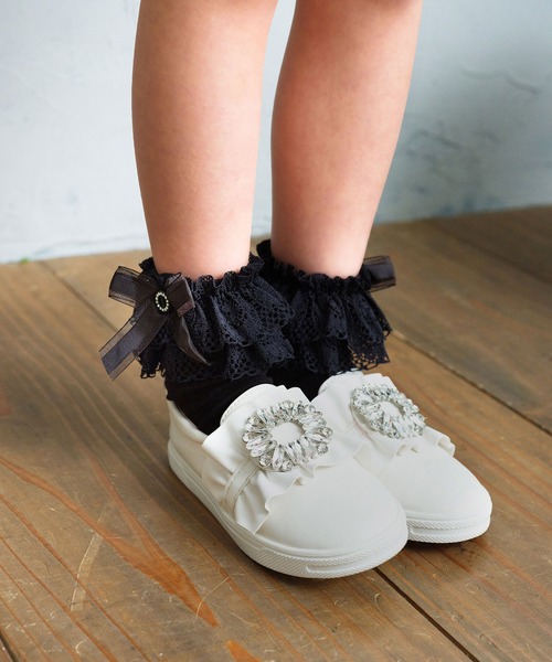 Rora(ローラ)の「ピア レースソックス (3colors)(ソックス/靴下・キッズ・ブラック/アイボリー/グレー・16-18cm/14-16cm/18-20cm)」の11枚目の写真