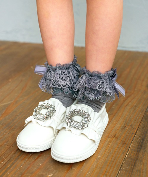 Rora(ローラ)の「ピア レースソックス (3colors)(ソックス/靴下・キッズ・ブラック/アイボリー/グレー・16-18cm/14-16cm/18-20cm)」の12枚目の写真